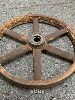 ANTIQUE CAST IRON WHEEL 18.75 OVERALL COAL MINE CAR CART WHEEL FARM, 32 lbs