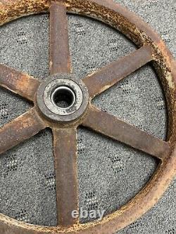 ANTIQUE CAST IRON WHEEL 18.75 OVERALL COAL MINE CAR CART WHEEL FARM, 32 lbs