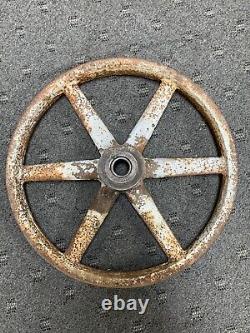 ANTIQUE CAST IRON WHEEL 18.75 OVERALL COAL MINE CAR CART WHEEL FARM, 32 lbs