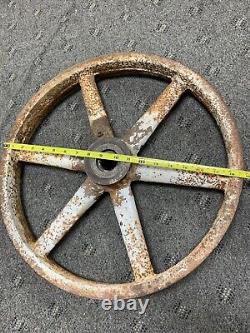 ANTIQUE CAST IRON WHEEL 18.75 OVERALL COAL MINE CAR CART WHEEL FARM, 32 lbs
