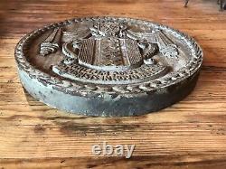 ANTIQUE MEDALLION PLAQUE WEST SIDE HGWY CAST IRON NYC Rare 70 Lbs 18x2 NYLOGO