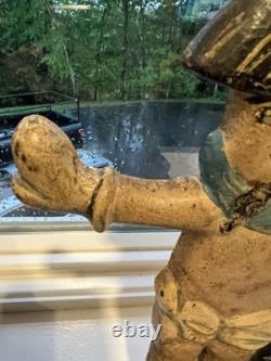 ANTIQUE POLICE BOY Baby DOG CAST IRON STATUE DOORSTOP HUBLEY Nice