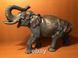ANTIQUE VINTAGE 8 lb. HUBLEY CAST IRON CIRCUS ELEPHANT DOORSTOP