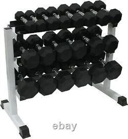 Ader 11 Pairs Rubber Dumbbell Set withRACK (2-50lb, 416lb) Plus FREE Rubber Mat