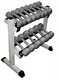 Ader Hex Cast Iron Grey Dumbbell (5/10/15/20/25 Lb) Set With 2tier 26'' Rack
