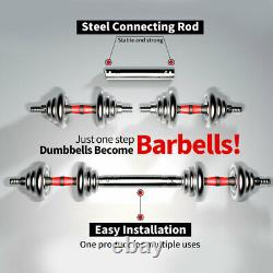 Adjustable 44 LB Weight Dumbbell Set Cap Gym Barbell Plates Body Workout Fitness