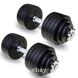 Adjustable Cast Iron Dumbbell Sets 105LBS Weights Set Home Gym Strength Training
