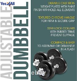 Adjustable Cast Iron Dumbbell Sets 2-In-1 40/50/52.5/60/105 to 200LBS with Alloy