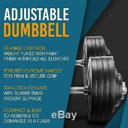 Adjustable Dumbbell Weight Set Cast Iron 200lb Workout