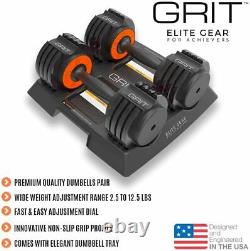 Adjustable Dumbbells Set 2.5-12.5 Lbs Fast Adjusting Dial Weights (Pair)