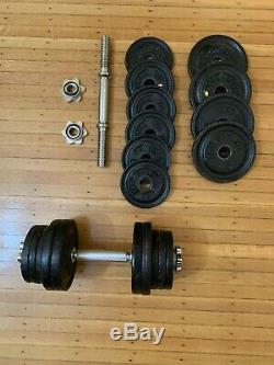 Adjustable Dumbbells Set with York Plates (80 lbs total, two 40 lbs dumbbells)