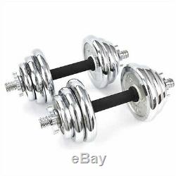 Adjustable Pair Total 22-110 Lbs Cast Iron Gym Strength Weight Dumbbells Set PA