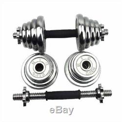 Adjustable Total 22-110 Lbs Cast Iron Gym Strength Weight Dumbbells Pair Set