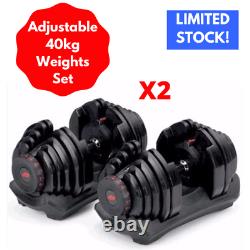 Adjustable Weight Dumbbell Set / 40KG PAIR / (5-90lbs / 2.5-40kg)