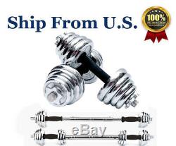 Adjustable Weight To 110lbs Cast Iron Dumbbell Barbell Set Home Gym Work Out