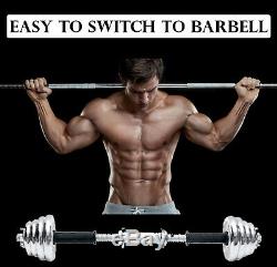 Adjustable Weight To 110lbs Cast Iron Dumbbell Barbell Set Home Gym Work Out