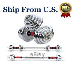 Adjustable Weight To 66 lbs Cast Iron Dumbbell Barbell Set Home Gym Work Out