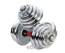 Adjustable Weight To 66 lbs Cast Iron Dumbbell Barbell Set Home Gym Work Out