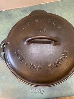 Antiq. Griswold #8 Tite-Top Cast Iron Dutch Oven 1278/Lid A2551 Cleaned/Seasoned