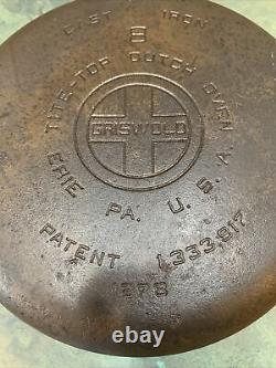 Antiq. Griswold #8 Tite-Top Cast Iron Dutch Oven 1278/Lid A2551 Cleaned/Seasoned