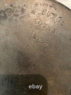 Antique 10 CAST IRON DUTCH OVEN #8 Not Marked Wagner Signs Of Use & Age As Is