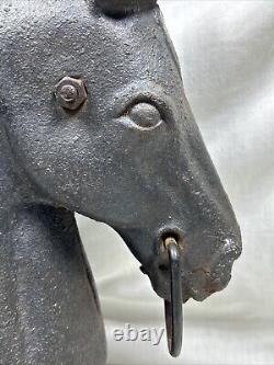 Antique 13 in Cast Iron Decorative Horse Head Hitching Post Topper 16 lbs Lot A