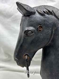 Antique 13 in Cast Iron Decorative Horse Head Hitching Post Topper 16 lbs Lot A