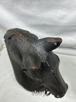 Antique 13 in Cast Iron Decorative Horse Head Hitching Post Topper 16 lbs Lot A