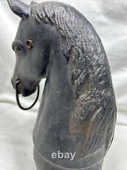 Antique 13 in Cast Iron Decorative Horse Head Hitching Post Topper 16 lbs Lot A