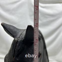 Antique 13 in Cast Iron Decorative Horse Head Hitching Post Topper 16 lbs Lot A