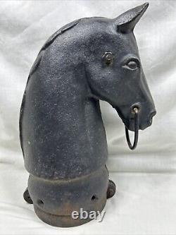 Antique 13 in Cast Iron Decorative Horse Head Hitching Post Topper 16 lbs Lot B