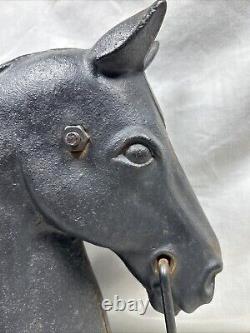 Antique 13 in Cast Iron Decorative Horse Head Hitching Post Topper 16 lbs Lot B