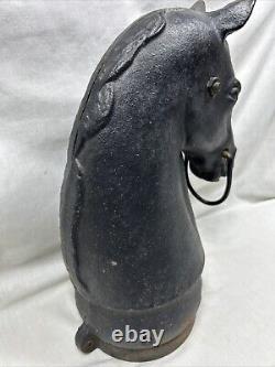 Antique 13 in Cast Iron Decorative Horse Head Hitching Post Topper 16 lbs Lot B