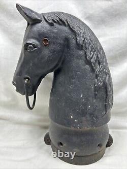Antique 13 in Cast Iron Decorative Horse Head Hitching Post Topper 16 lbs Lot B
