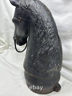 Antique 13 in Cast Iron Decorative Horse Head Hitching Post Topper 16 lbs Lot B