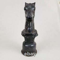 Antique 1800s Early Cast Iron Horse Head Hitching Post Rare Style 25 lbs 14 in