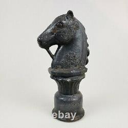 Antique 1800s Early Cast Iron Horse Head Hitching Post Rare Style 25 lbs 14 in