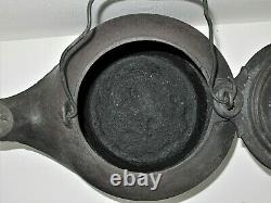 Antique 1870 #7 Cast Iron Kettle P & B Mfg. Nashville Primitive Cabin Farm Decor