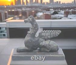 Antique 27.5 Lb 15 Cast Iron Bronze Architectural Griffin Building Topper Decor