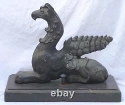 Antique 27.5 Lb 15 Cast Iron Bronze Architectural Griffin Building Topper Decor