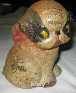 Antique 7 Lbs. USA Hubley Cast Iron Puppy Dog Bee Art Statue Sculpture Doorstop