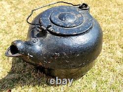 Antique 8lb Black Cast Iron Kettle