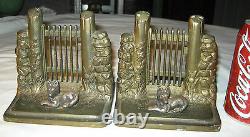 Antique Bradley & Hubbard Cast Iron Guard Dog Art Gate Fence Statue 6lb Bookends