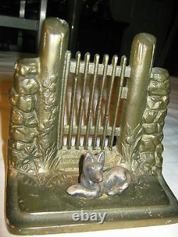 Antique Bradley & Hubbard Cast Iron Guard Dog Art Gate Fence Statue 6lb Bookends