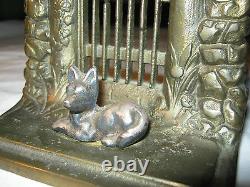 Antique Bradley & Hubbard Cast Iron Guard Dog Art Gate Fence Statue 6lb Bookends