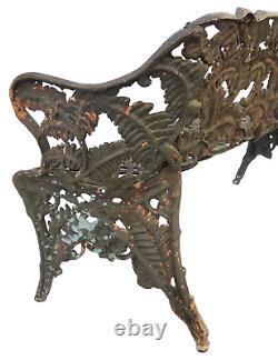 Antique Cast Iron BENCH, Fern & Blackberry, Fiske, NYC, 19th C, 150lb, 54w