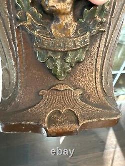 Antique Cast Iron BPOE Elks Lodge Antler Clock Single Bookend HEAVY! Over 6 LBS