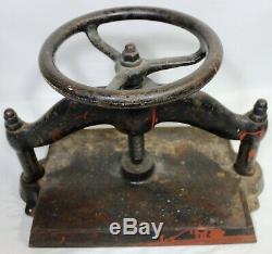 Antique Cast Iron Book Press Binding Hand Wheel Binder 78 LBS! 15 X 10.5
