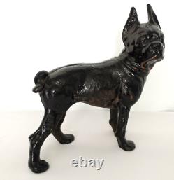 Antique Cast Iron Boston Terrier Dog Doorstop Right Facing Figure