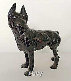 Antique Cast Iron Boston Terrier Dog Doorstop Right Facing Figure